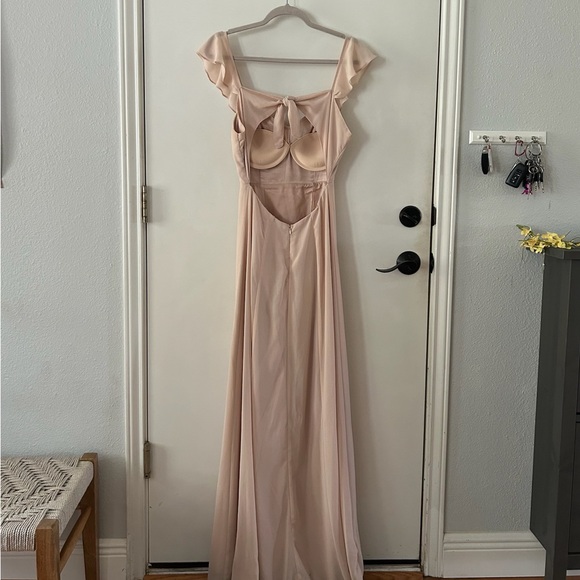 BHLDN Anthropology Diana Blush Pink Nude Bridesmaid Maxi Dress Size Small - Picture 3 of 5